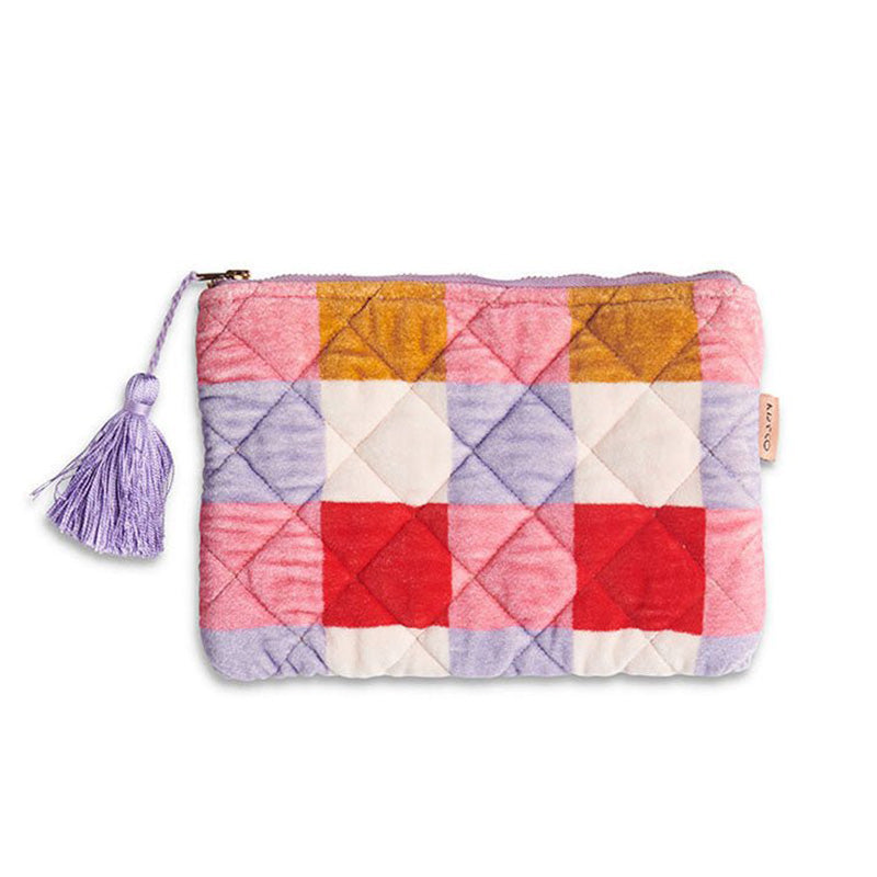 Summer Check Velvet Cosmetics Purse