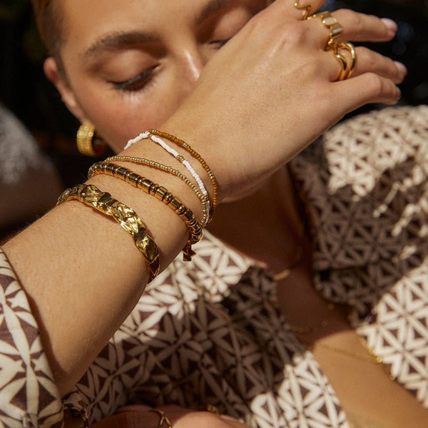 Find Sunny Bracelet Set Khaki - Arms of Eve at Bungalow Trading Co.