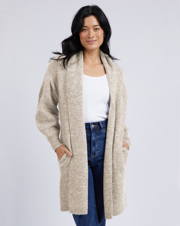 Find Sylvie Longline Cardi Oat - Elm at Bungalow Trading Co.