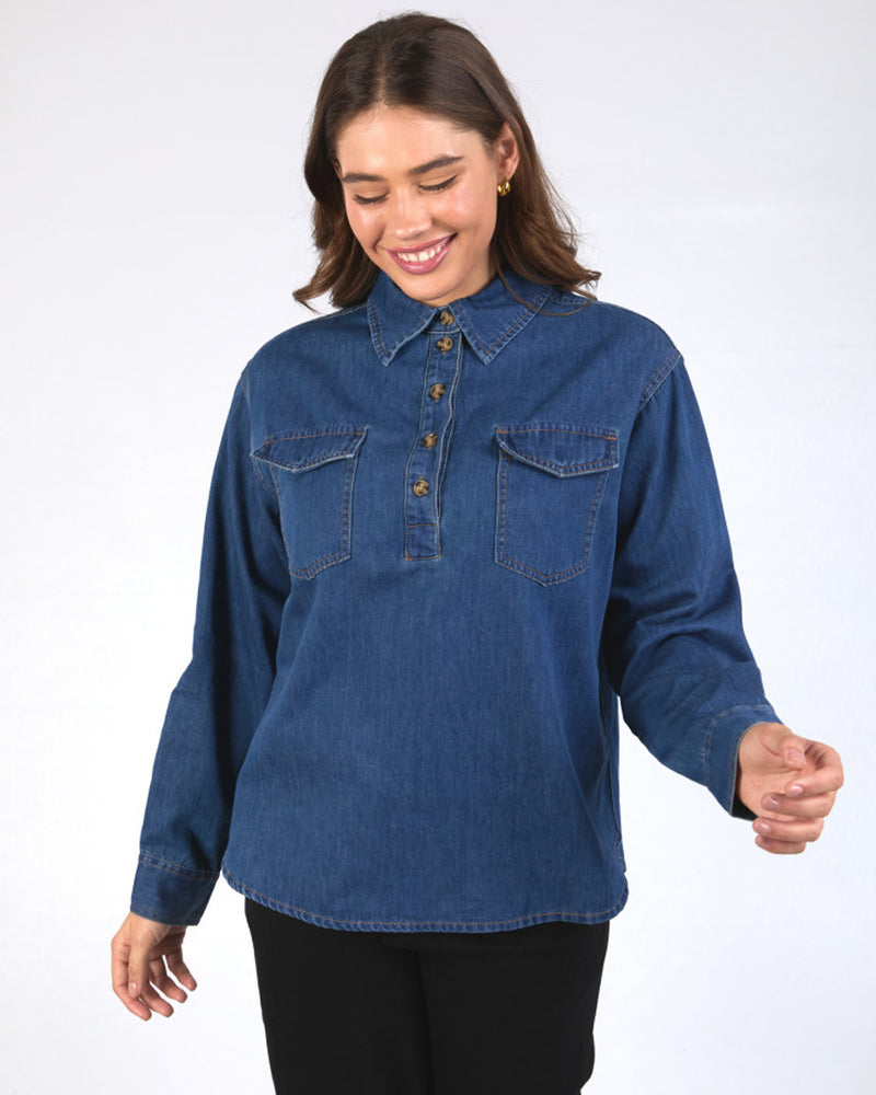 Tessa Denim Half Placket Shirt