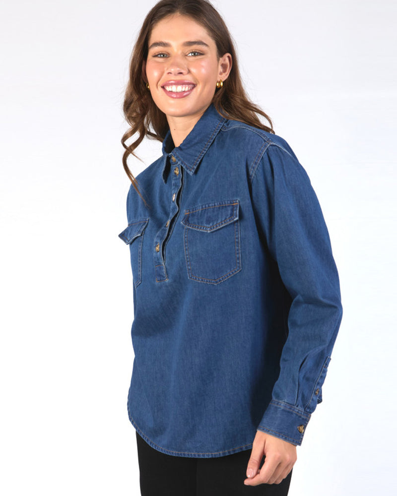 Tessa Denim Half Placket Shirt