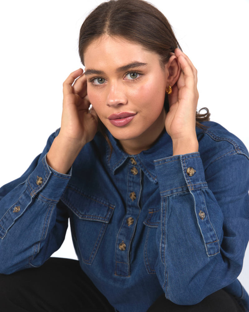 Tessa Denim Half Placket Shirt