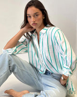 Find The Boyfriend Linen Shirt Bermuda Stripe - Hut at Bungalow Trading Co.