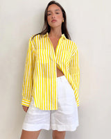 Find The Boyfriend Linen Shirt Sun Stripe - Hut at Bungalow Trading Co.