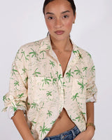 Find The Boyfriend Linen Shirt Tropical Vista - Hut at Bungalow Trading Co.