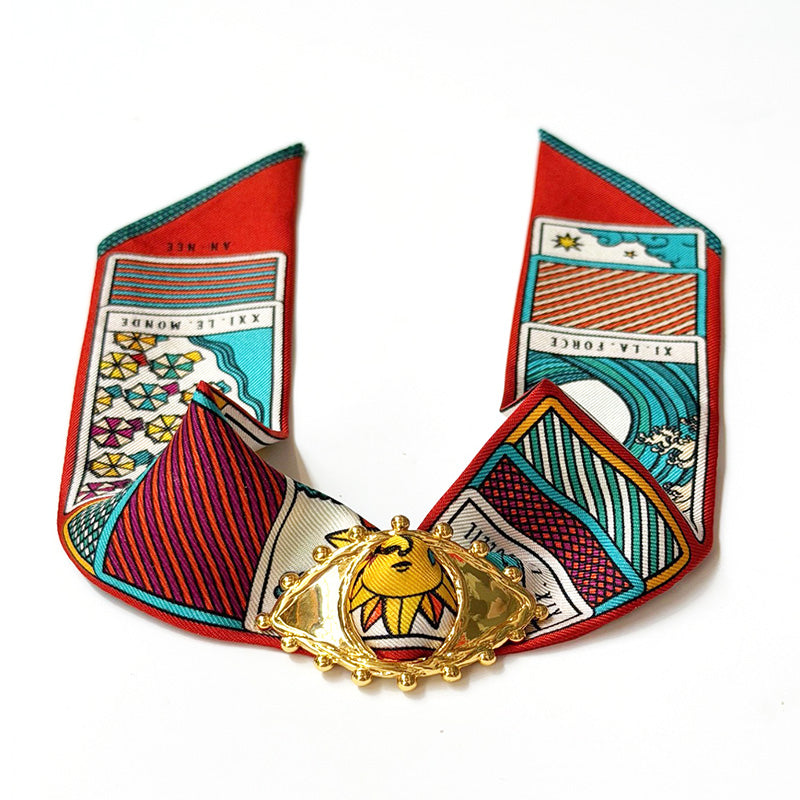Bonoeil Scarf Charm with 4cm Tarot Red Silk Twill