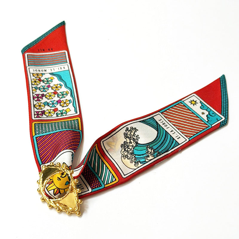 Bonoeil Scarf Charm with 4cm Tarot Red Silk Twill