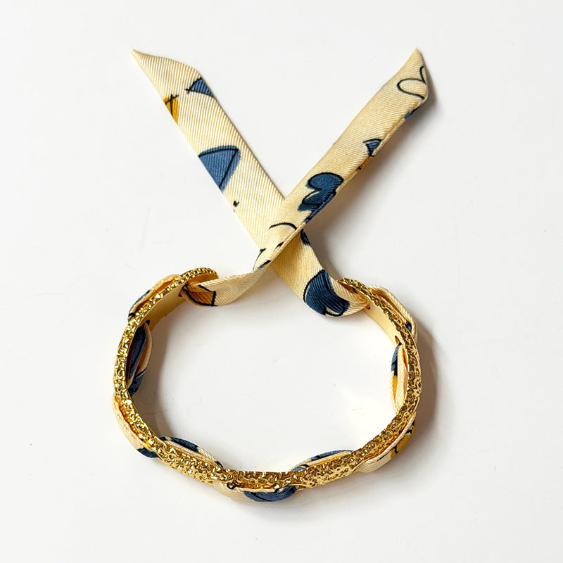 Queen Gold Bracelet with 1cm Hearts Silk Twill