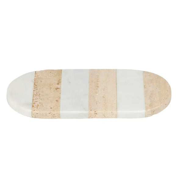 Find Tia Travertine/Marble Oval Board Small - Coast to Coast at Bungalow Trading Co.