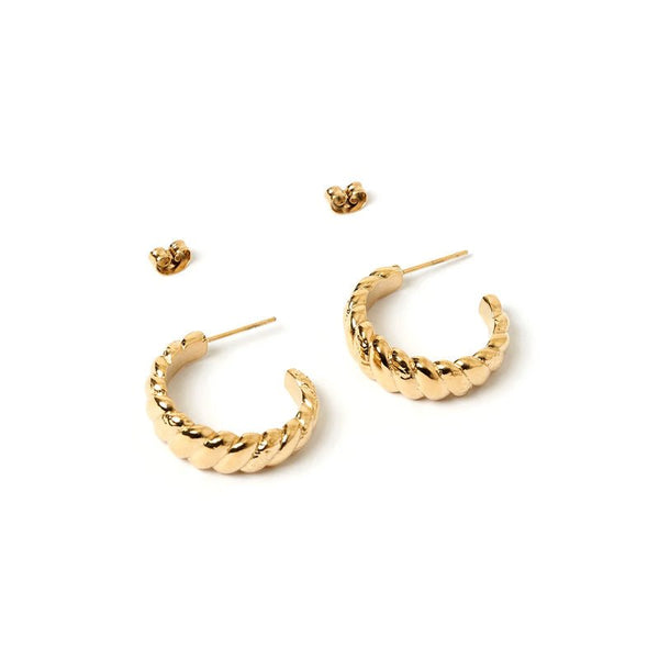 Find Tilly Gold Hoop Earrings - Arms of Eve at Bungalow Trading Co.