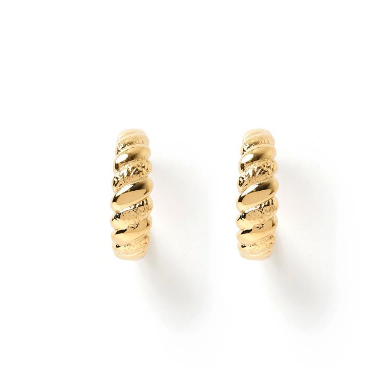 Find Tilly Gold Hoop Earrings - Arms of Eve at Bungalow Trading Co.