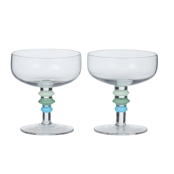 Find Tori Glass Coupes Set of 2 Blue/Green - Coast to Coast at Bungalow Trading Co.