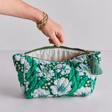 Find Tumbling Flowers Green Velvet Toiletry Bag - Kip & Co at Bungalow Trading Co.