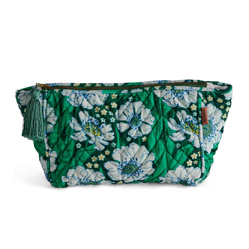 Find Tumbling Flowers Green Velvet Toiletry Bag - Kip & Co at Bungalow Trading Co.