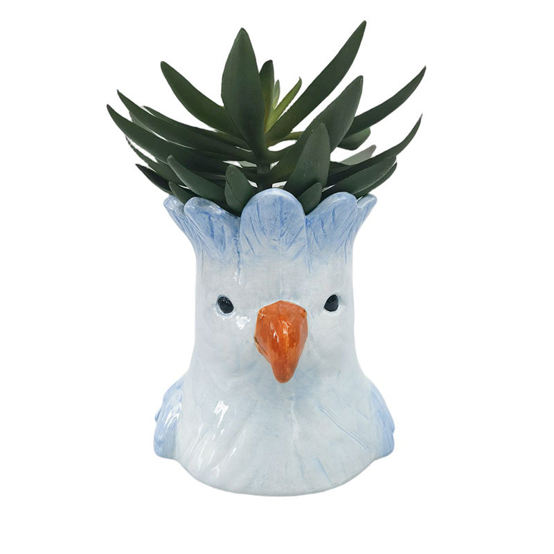 Perdy Parrot Planter/Vase Blue