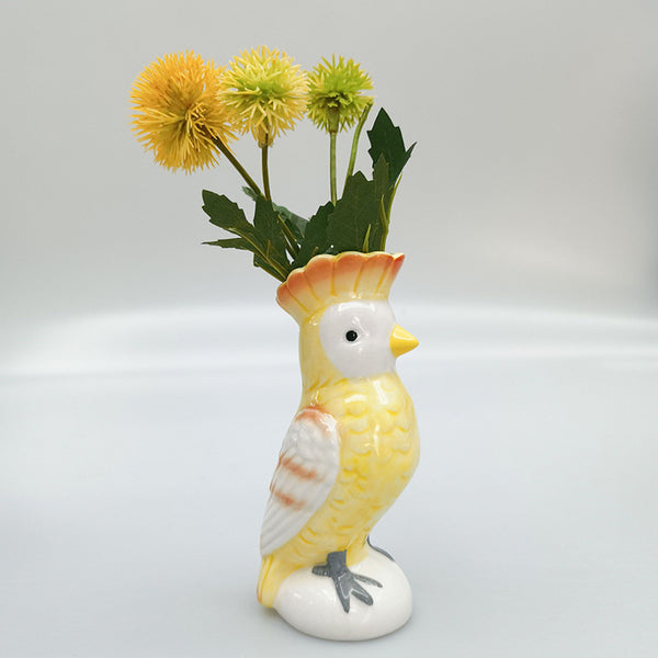 Perdy Parrot Planter/Vase Yellow