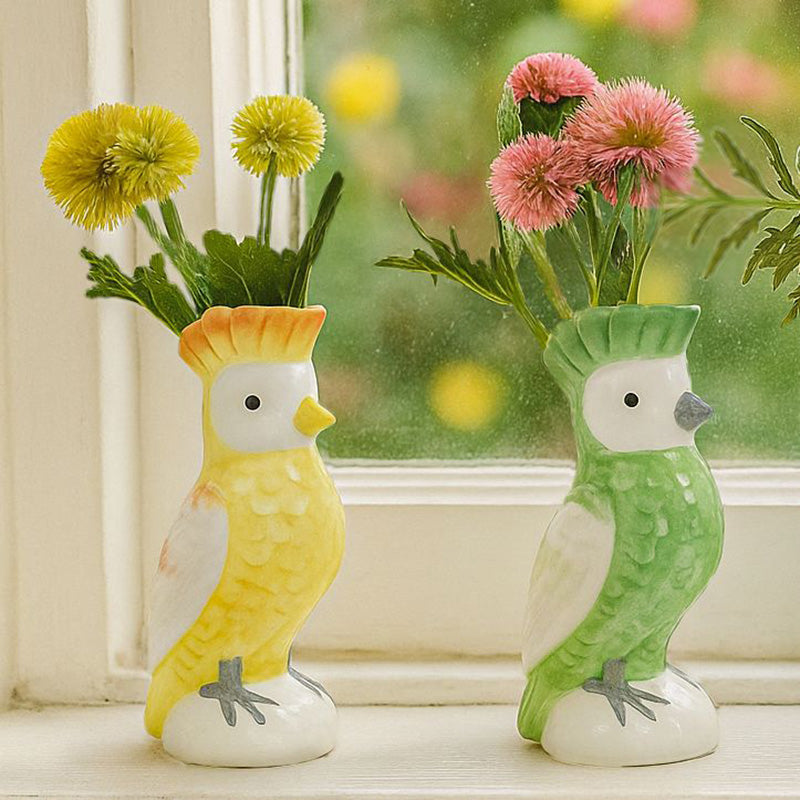 Perdy Parrot Planter/Vase Yellow