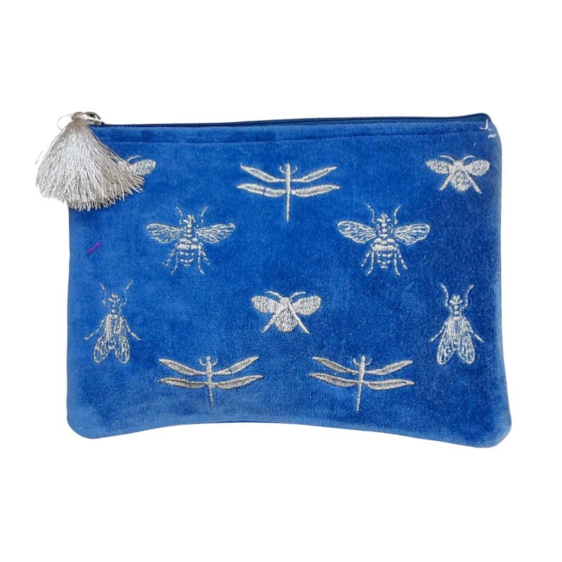 Find Velvet Clutch Navy with Large Gold Bees - Zoda at Bungalow Trading Co.