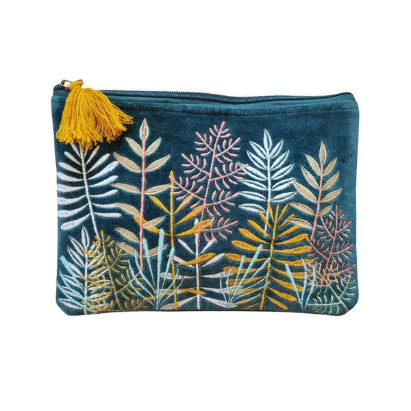 Find Velvet Clutch Teal Botanical - Zoda at Bungalow Trading Co.