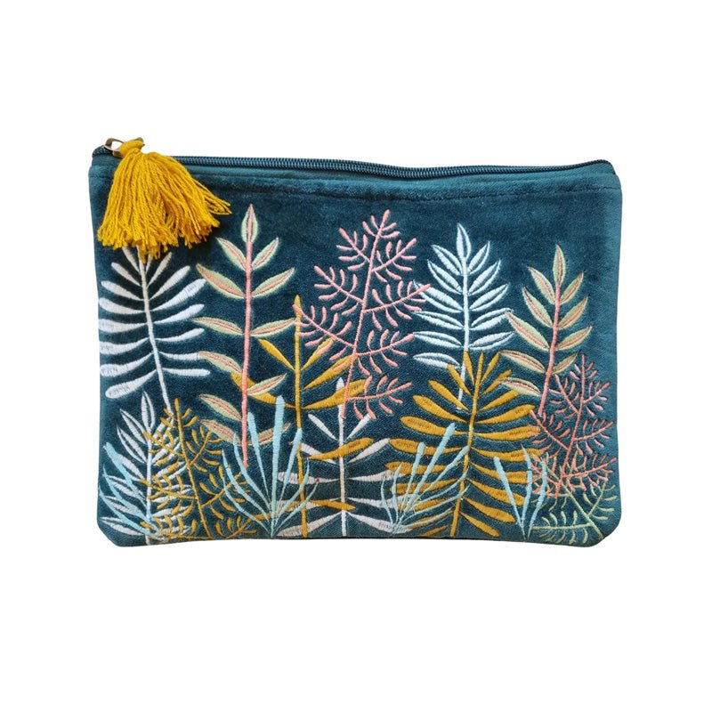 Find Velvet Clutch Teal Botanical - Zoda at Bungalow Trading Co.