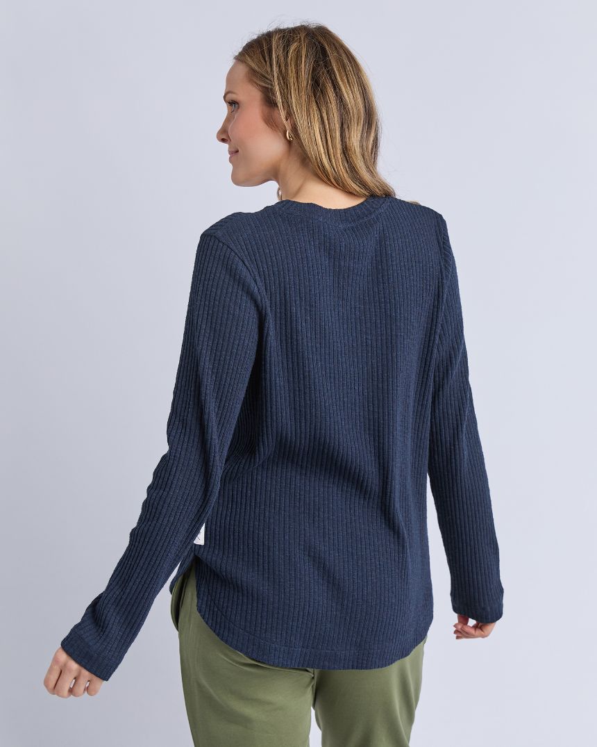 Veronica Rib Long Sleeve Tee Navy