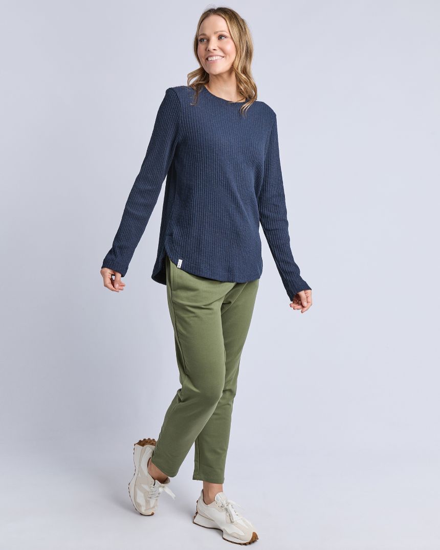Veronica Rib Long Sleeve Tee Navy
