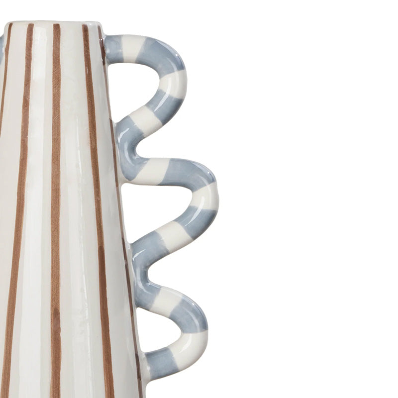 Harper Stripe Vase Brown/Blue/Off White