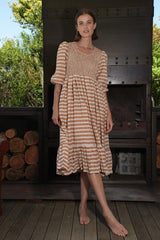 Find Walk In The Park Dress Coffee Stripe - Curate by Trelise Cooper at Bungalow Trading Co.