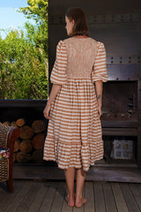 Find Walk In The Park Dress Coffee Stripe - Curate by Trelise Cooper at Bungalow Trading Co.