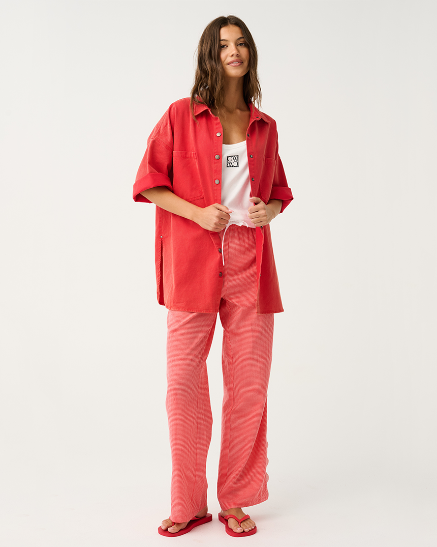Blair Beach Pant Coral Gingham
