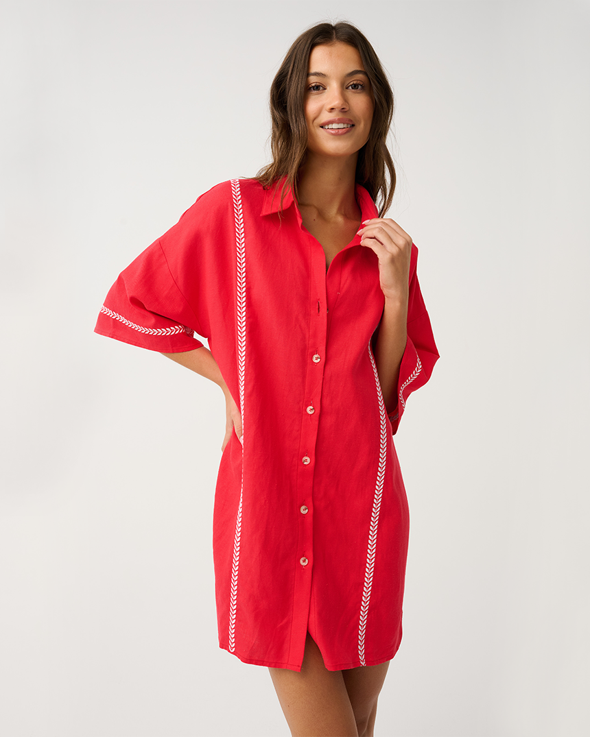 Casey Shirt Dress Mandarin