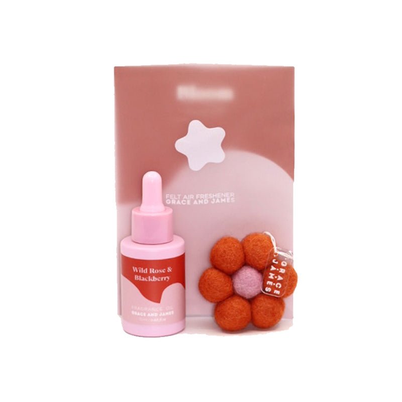 Find Wild Rose & Blackberry Felt Air Freshener - Grace and James at Bungalow Trading Co.