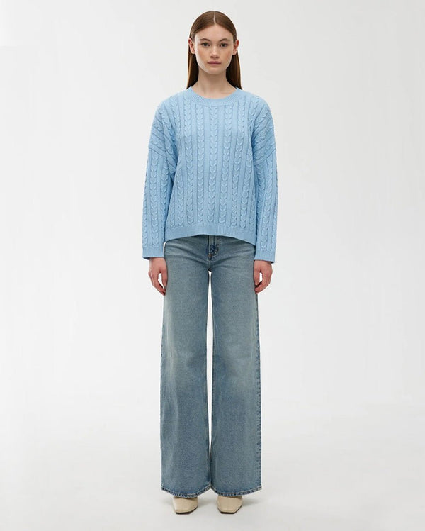Find Willa Cable Knit Sky - Kinney at Bungalow Trading Co.