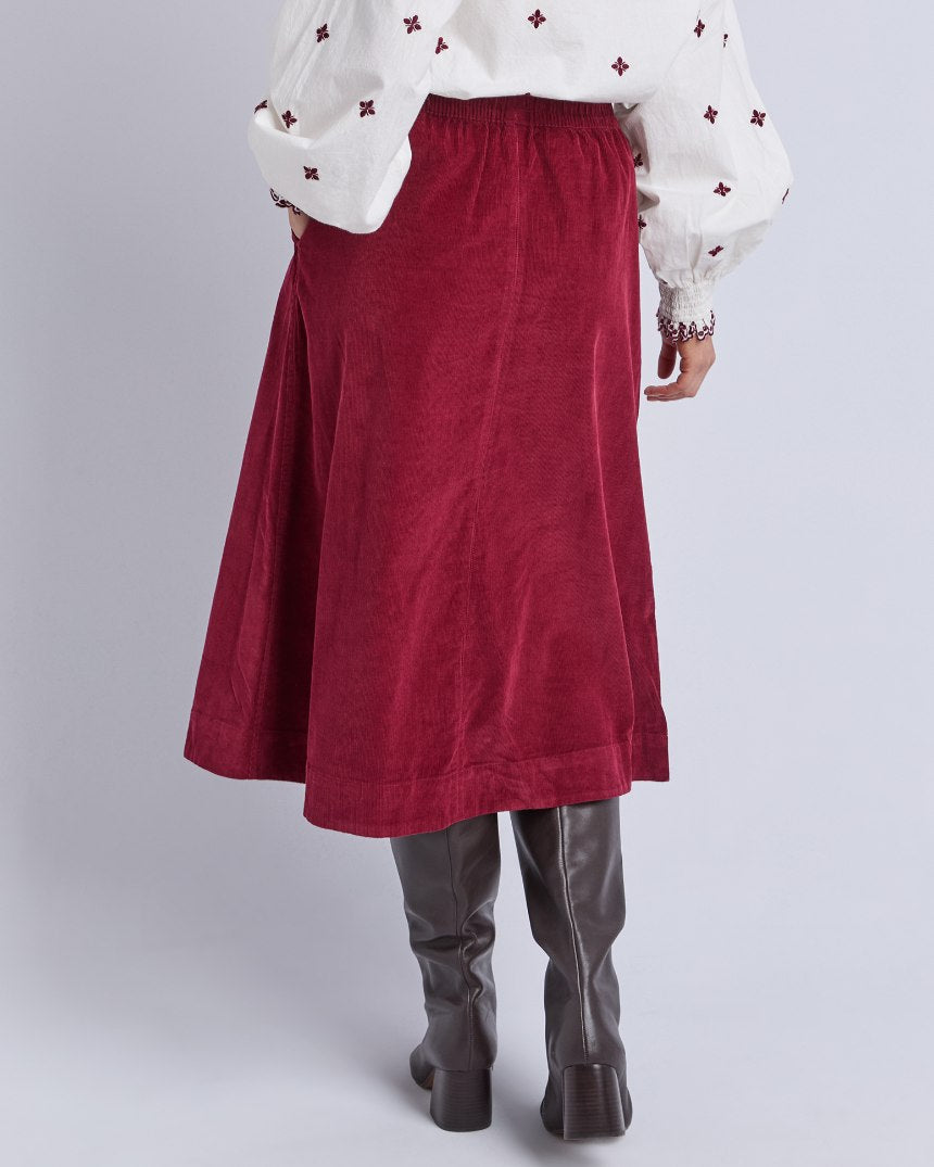 Winnie Cord Skirt Maroon