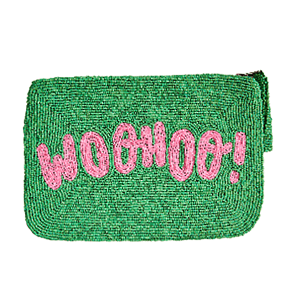 Find Woo Hoo Green/Pink Beaded Clutch - The Jacksons at Bungalow Trading Co.