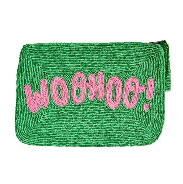 Find Woo Hoo Green/Pink Beaded Clutch - The Jacksons at Bungalow Trading Co.