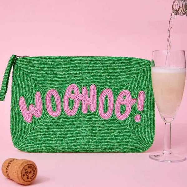 Find Woo Hoo Green/Pink Beaded Clutch - The Jacksons at Bungalow Trading Co.