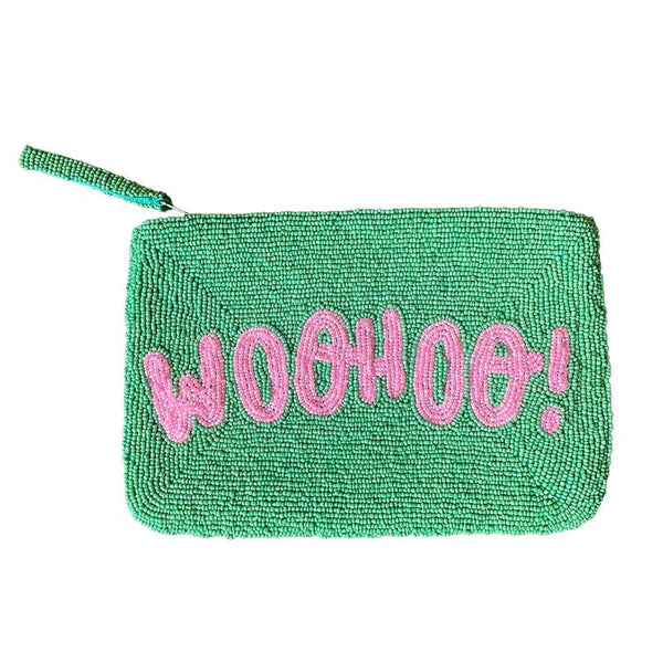 Find Woo Hoo Green/Pink Beaded Clutch - The Jacksons at Bungalow Trading Co.