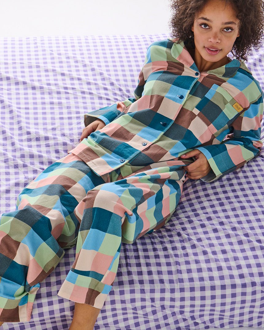 Find Woodlands Tartan Flannelette Long Sleeve Shirt & Pant Pyjamas - Kip & Co at Bungalow Trading Co.