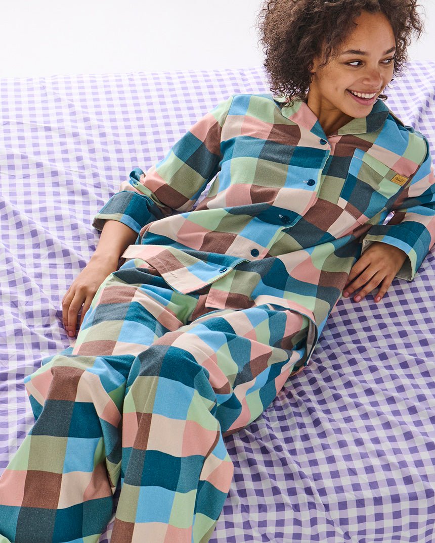 Find Woodlands Tartan Flannelette Long Sleeve Shirt & Pant Pyjamas - Kip & Co at Bungalow Trading Co.