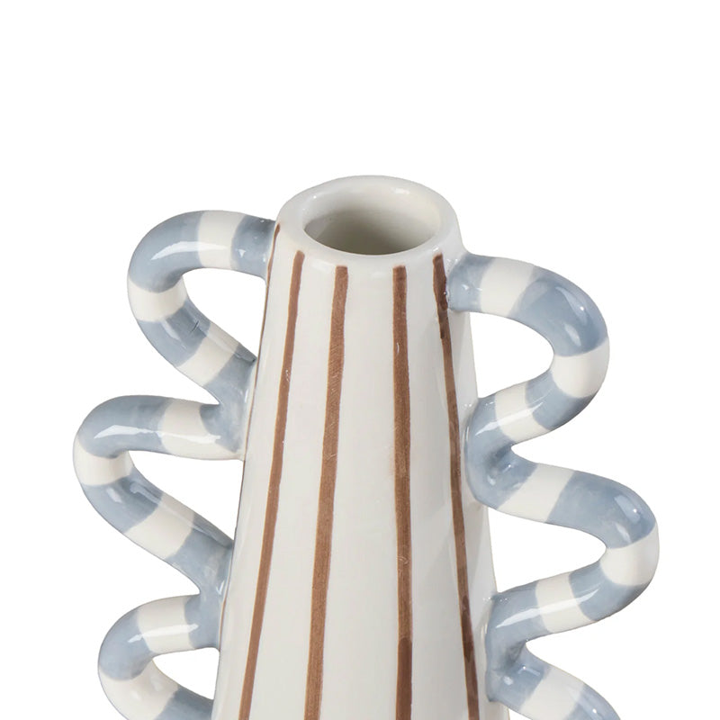 Harper Stripe Vase Brown/Blue/Off White