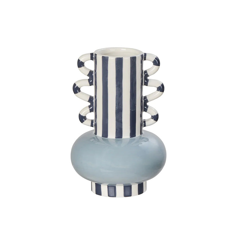 Harper Stripe Vase  Blue/Navy/Off White