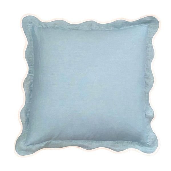 Find Blue Squiggle Linen Cushion - Luxe & Beau at Bungalow Trading Co.