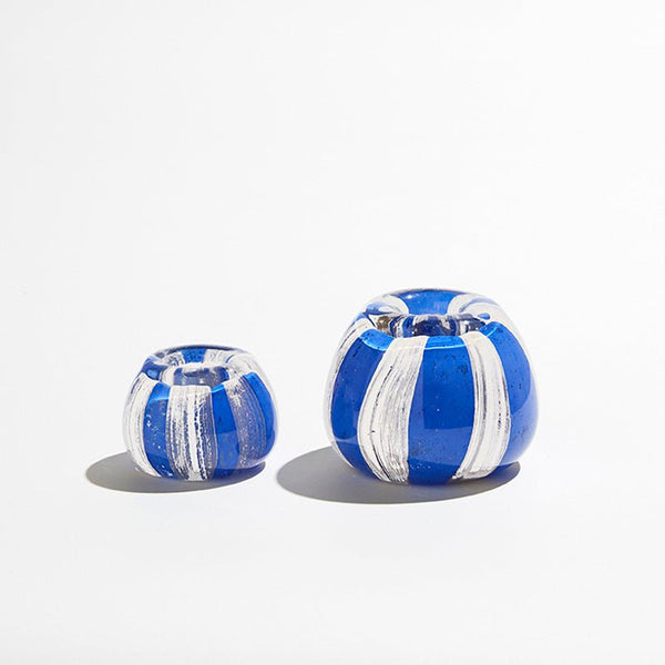 Find Candy Candle Holder Small Cobalt/White - Ben David at Bungalow Trading Co.