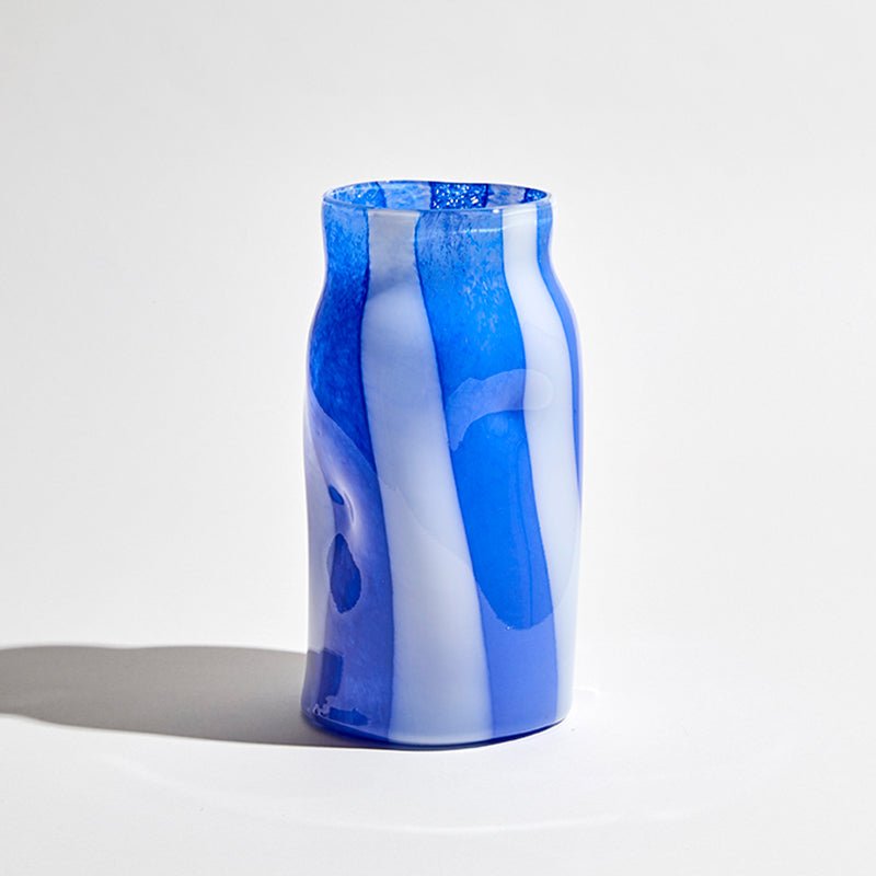 Find Candy Stripe Cylinder Vase Cobalt/White - Ben David at Bungalow Trading Co.