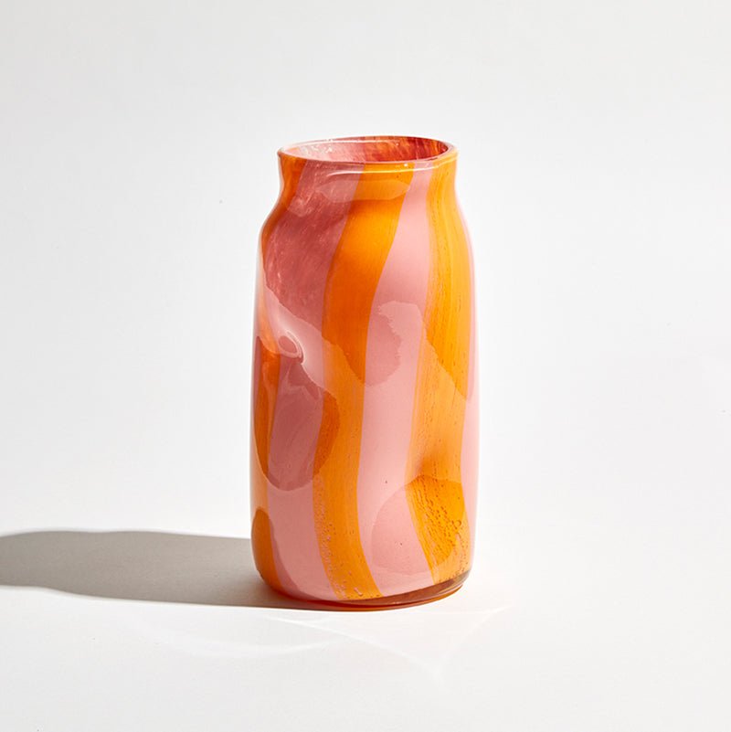 Find Candy Stripe Cylinder Vase Pink/Mango - Ben David at Bungalow Trading Co.
