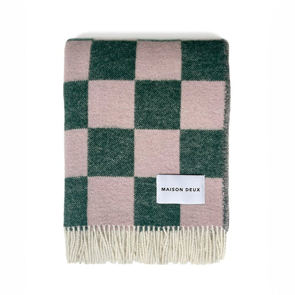 Find Checkerboard Blanket Green/Pink - Maison Deux at Bungalow Trading Co.