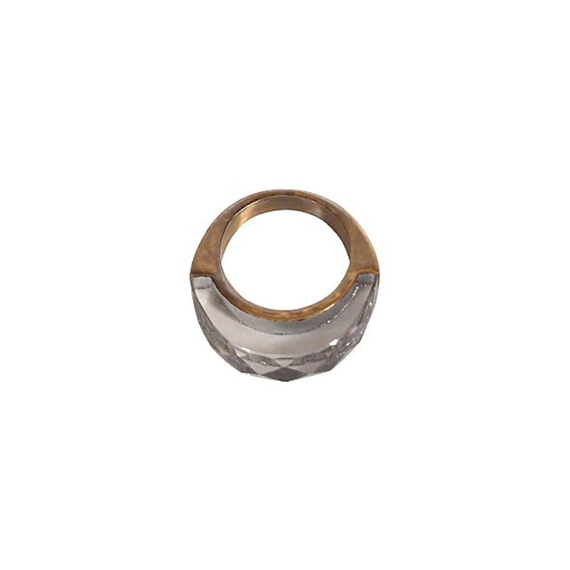 Find Chunky Crystal Ring Smokey Grey - Alouette at Bungalow Trading Co.