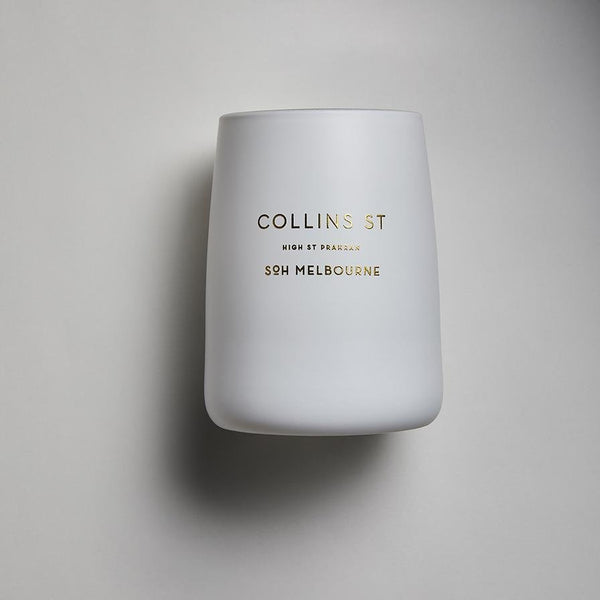 Find Collins Street White Matte Candle 350G - SOH at Bungalow Trading Co.