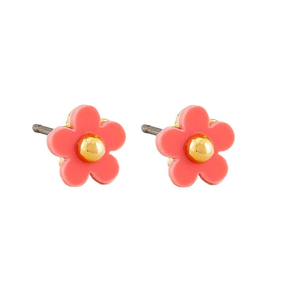 Find Coral Baby Flower Button Stud Earrings - Tiger Tree at Bungalow Trading Co.
